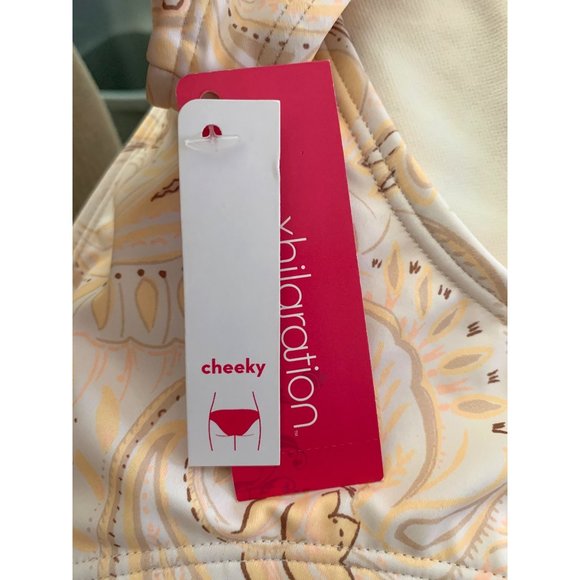 Xhilaration Juniors Cream Yellow Paisley Cheeky Bottom Bathing Suit Swim Medium - Picture 8 of 9